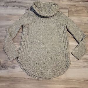 Cynthia Rowley Pullover Sweater Women Medium Beige Marled Long Sleeve Turtleneck
